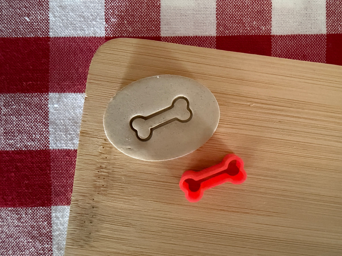 Mini Dog Bone Pottery Stamp - August 2026 stamp of the month, plastic 3D printed, multiple sizes