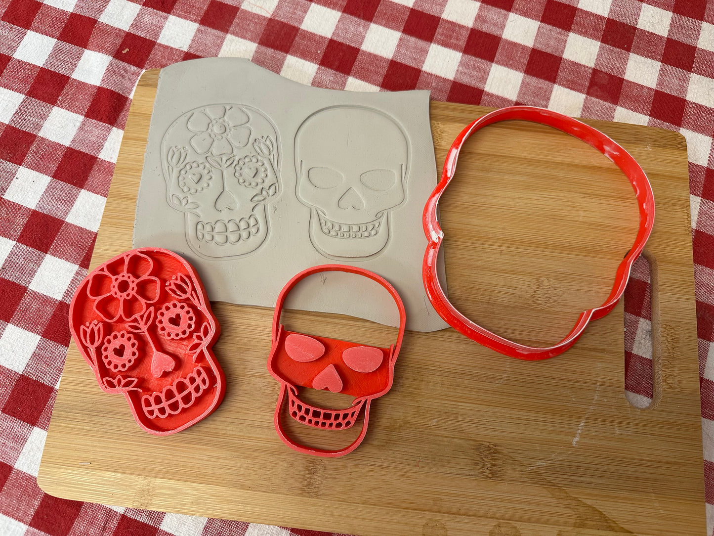 Halloween Skull and Sugar Skull designs - Pottery Stamp and Clay Cutter, designed to match GR Pottery Form Skull Wallie, Set or each