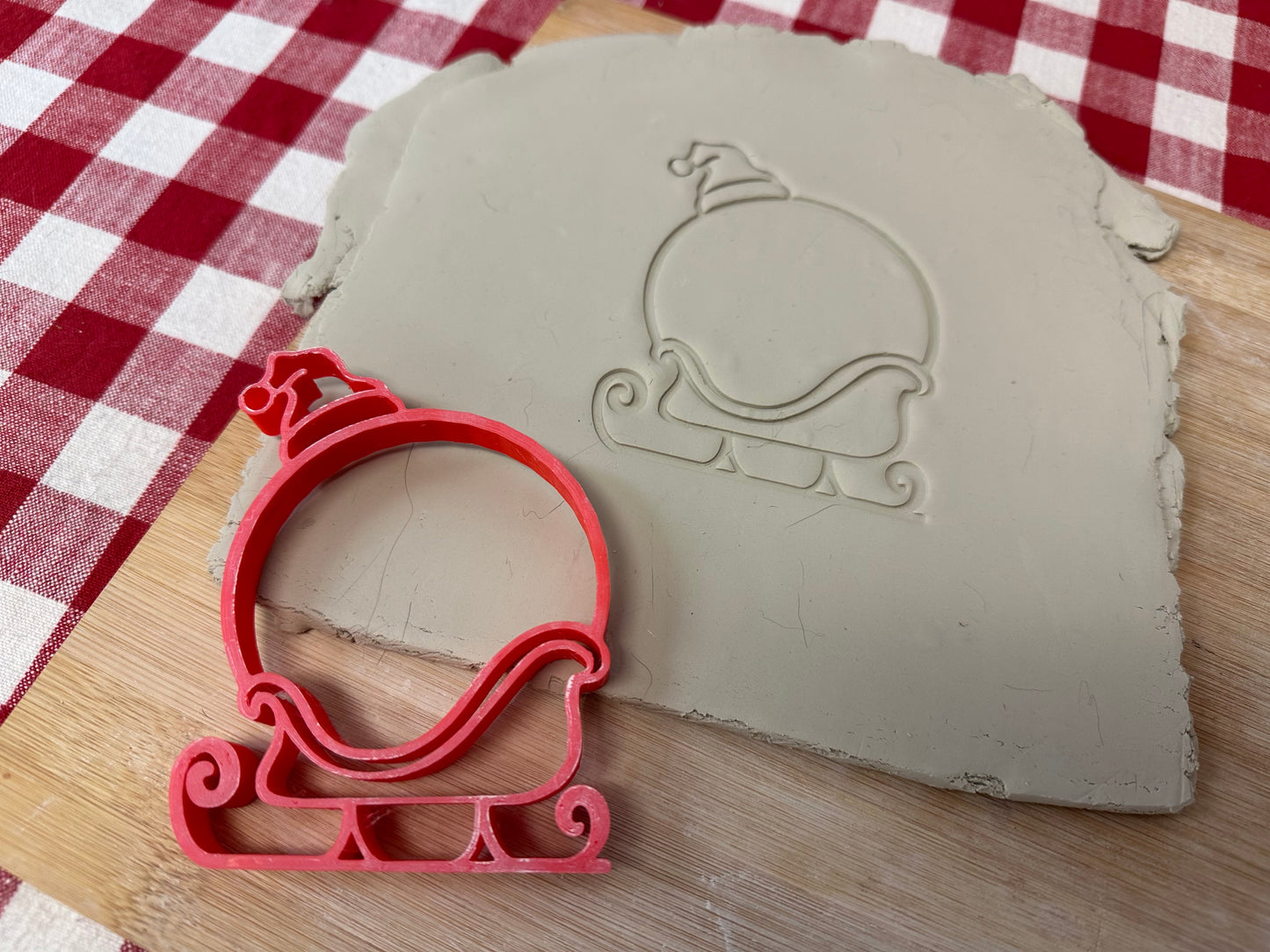 Santa Sleigh and Hat frame stamp - multiple sizes available, 3D printed, Christmas