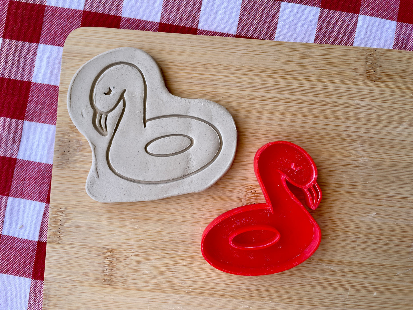 Flamingo Pool Floatie Pottery Stamp - April 2026 - Beach Themed Mystery Box, multiple sizes available