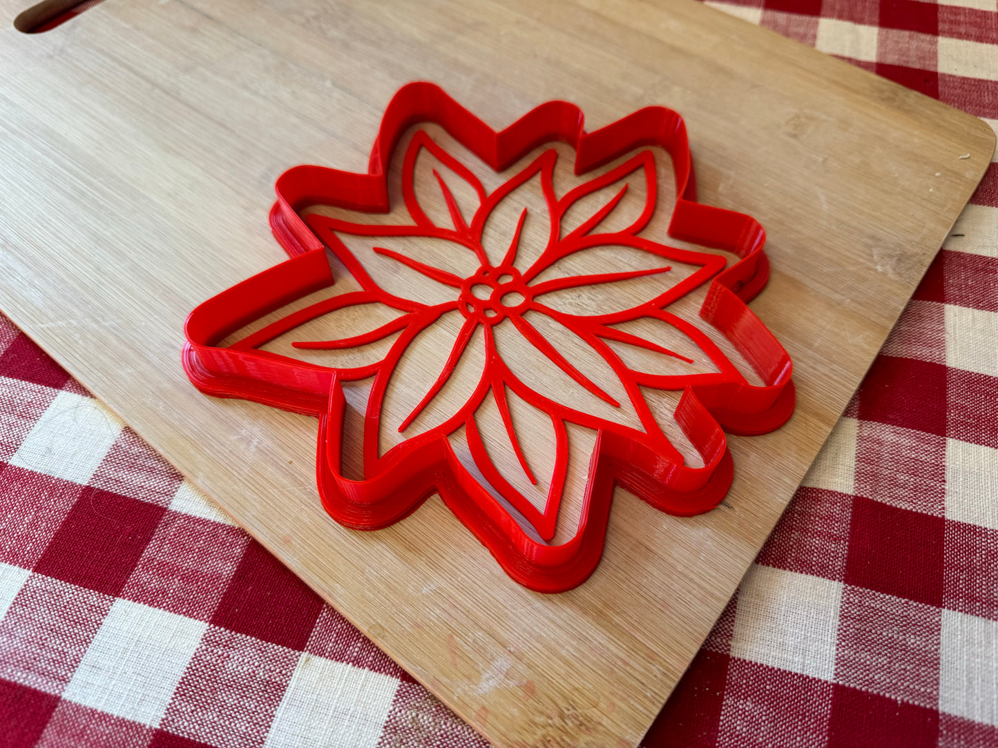 Poinsettia Design, Pottery Stamp or Stencil w/ optional cutter - plastic 3d printed, multiple sizes available