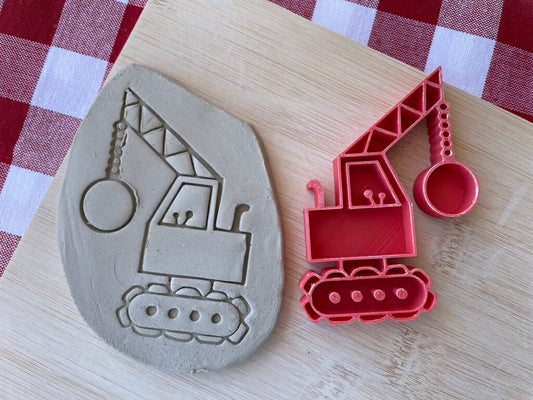 Wrecking Ball Crane pottery stamp, from the April 2024 Boys themed mystery box - multiple sizes available, 3D printed