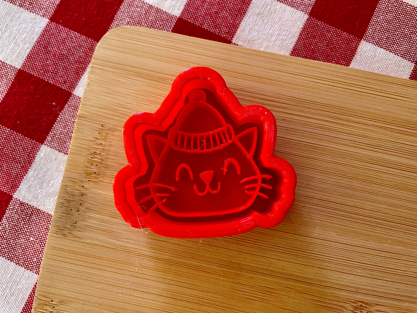 Winter Cat - Stamp with Optional Cookie Cutter - July 2025 - Christmas in July Themed Mystery Box, multiple sizes available