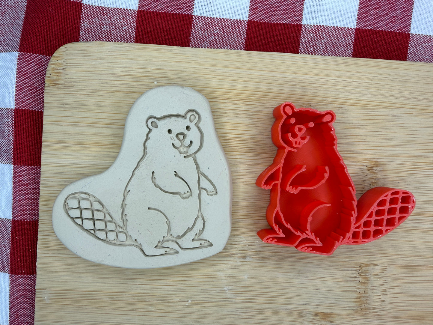 Beaver Pottery Stamp with optional cookie cutter - May 2026 - Animals That I Haven't Yet Made Themed Mystery Box, multiple sizes available
