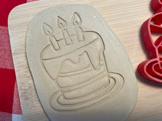 Birthday cake pottery stamp - from the February 2024 mystery box, multiple sizes available