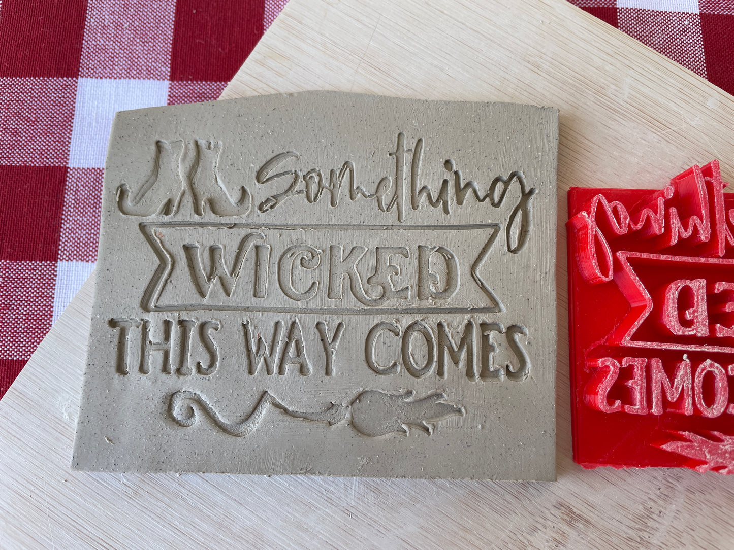 "Something Wicked This Way Comes" word stamp -  August 2024 mystery box Halloween, multiple sizes available