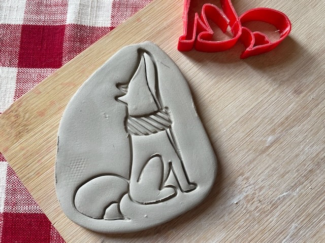 Pottery Stamp, Cute Fox with Scarf design - September 2023 mystery box, multiple sizes available