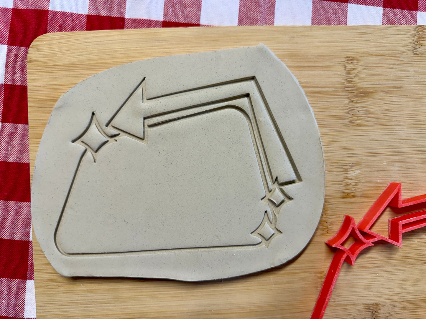 Arrow Sign Pottery Stamp with optional cookie cutter - June 2026 - Mid Century Modern Themed Mystery Box, multiple sizes available