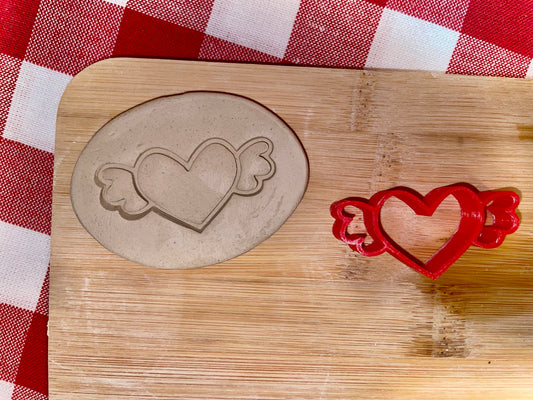Heart with Wings Pottery Stamp - November 2025 - Hearts Themed Mystery Box, multiple sizes available