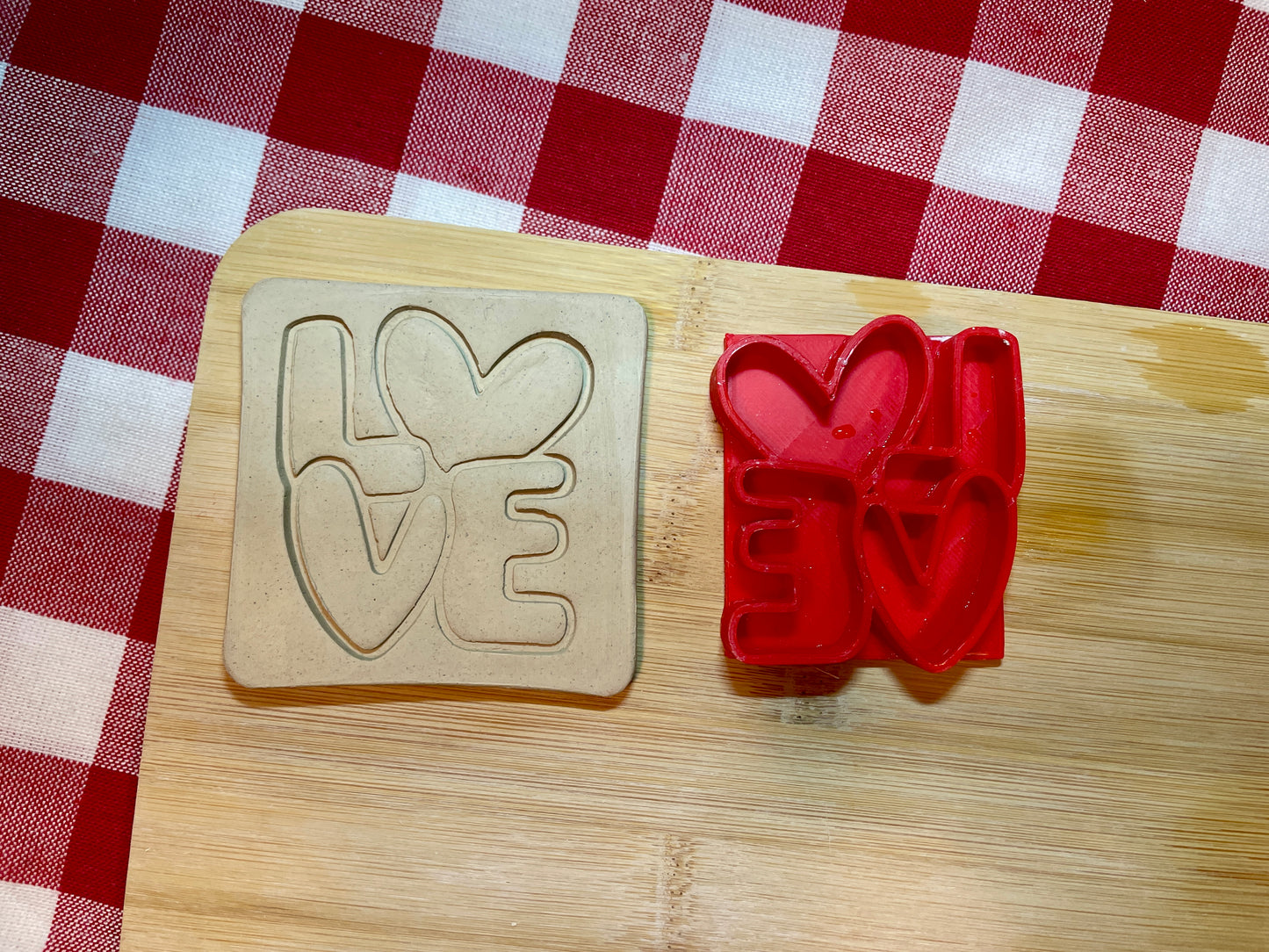 "LOVE" - Word Pottery Stamp - November 2025 - Hearts Themed Mystery Box, multiple sizes available