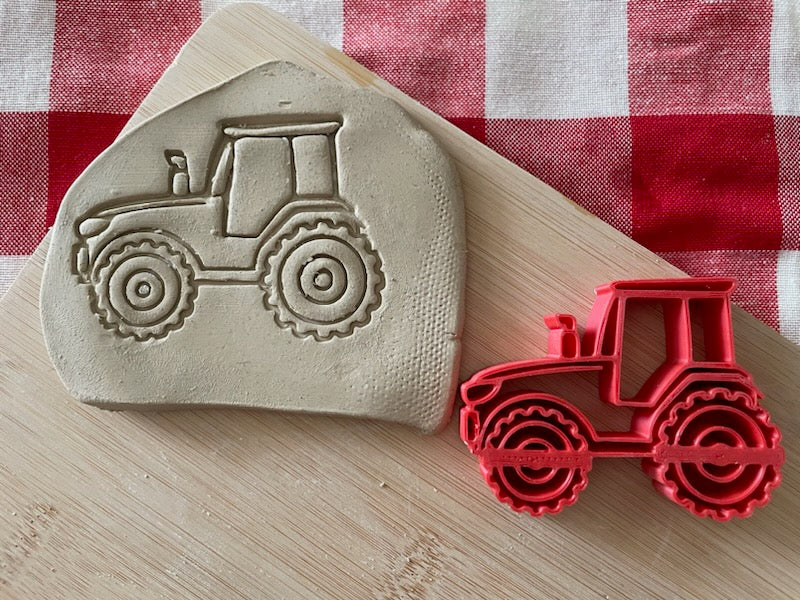 Tractor stamp, from the January 2024 mystery box - multiple sizes available, plastic pottery stamp, 3D printed