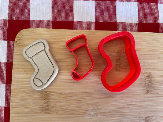 Christmas Stocking stamp with optional cookie cutter - plastic 3D printed, multiple sizes