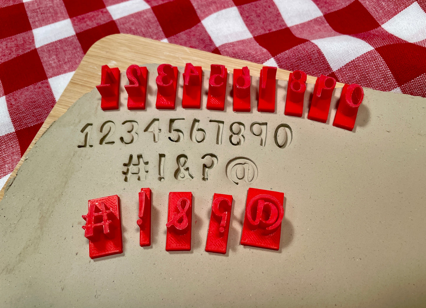 Alphabet Pottery Stamp Set - Bossy Font, alphabet and/or numbers