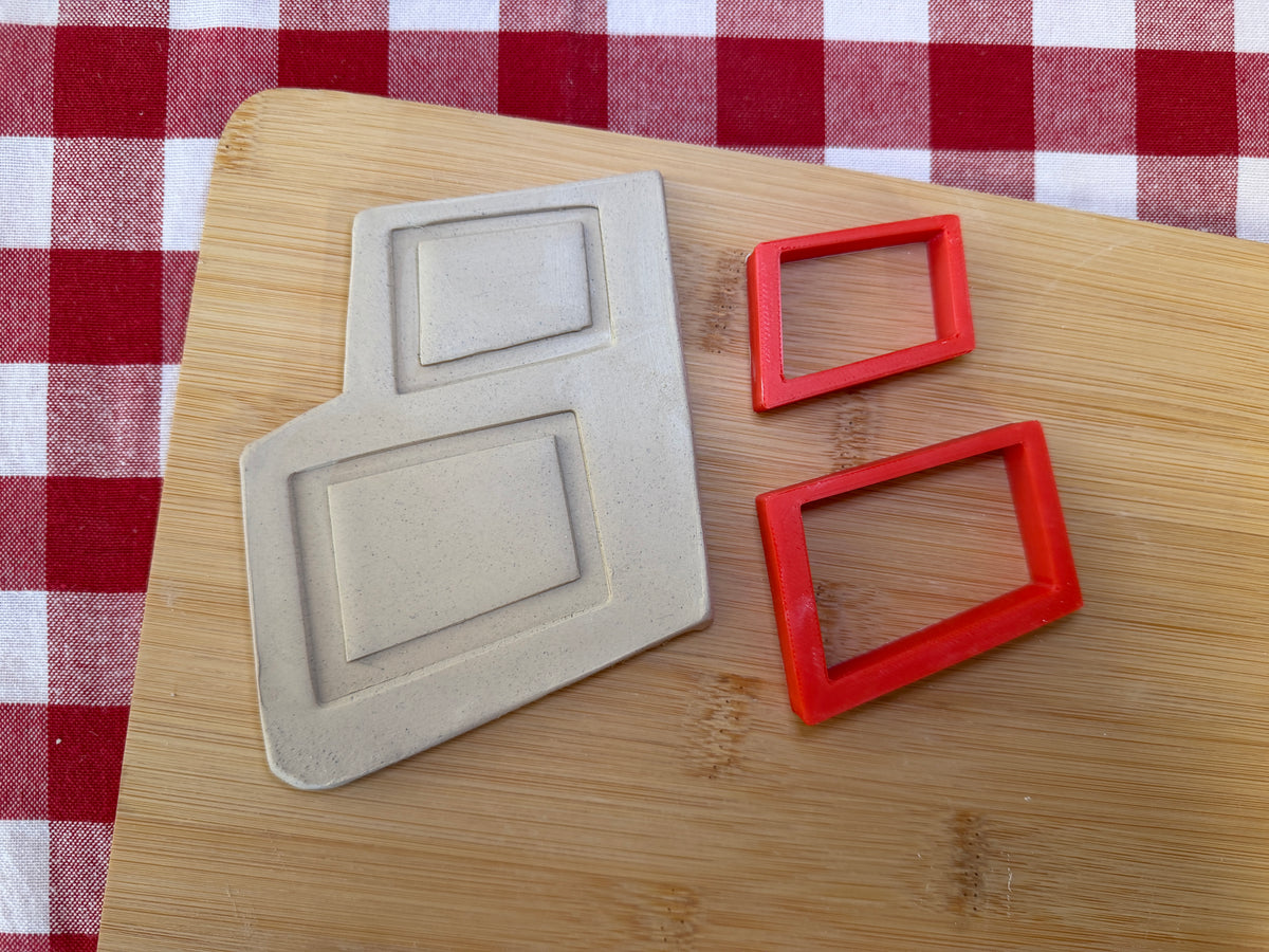 Retro MCM Angled Rectangle Frame - Pottery Stamp set- June 2026 - Mid Century Modern Themed Mystery Box, multiple sizes available