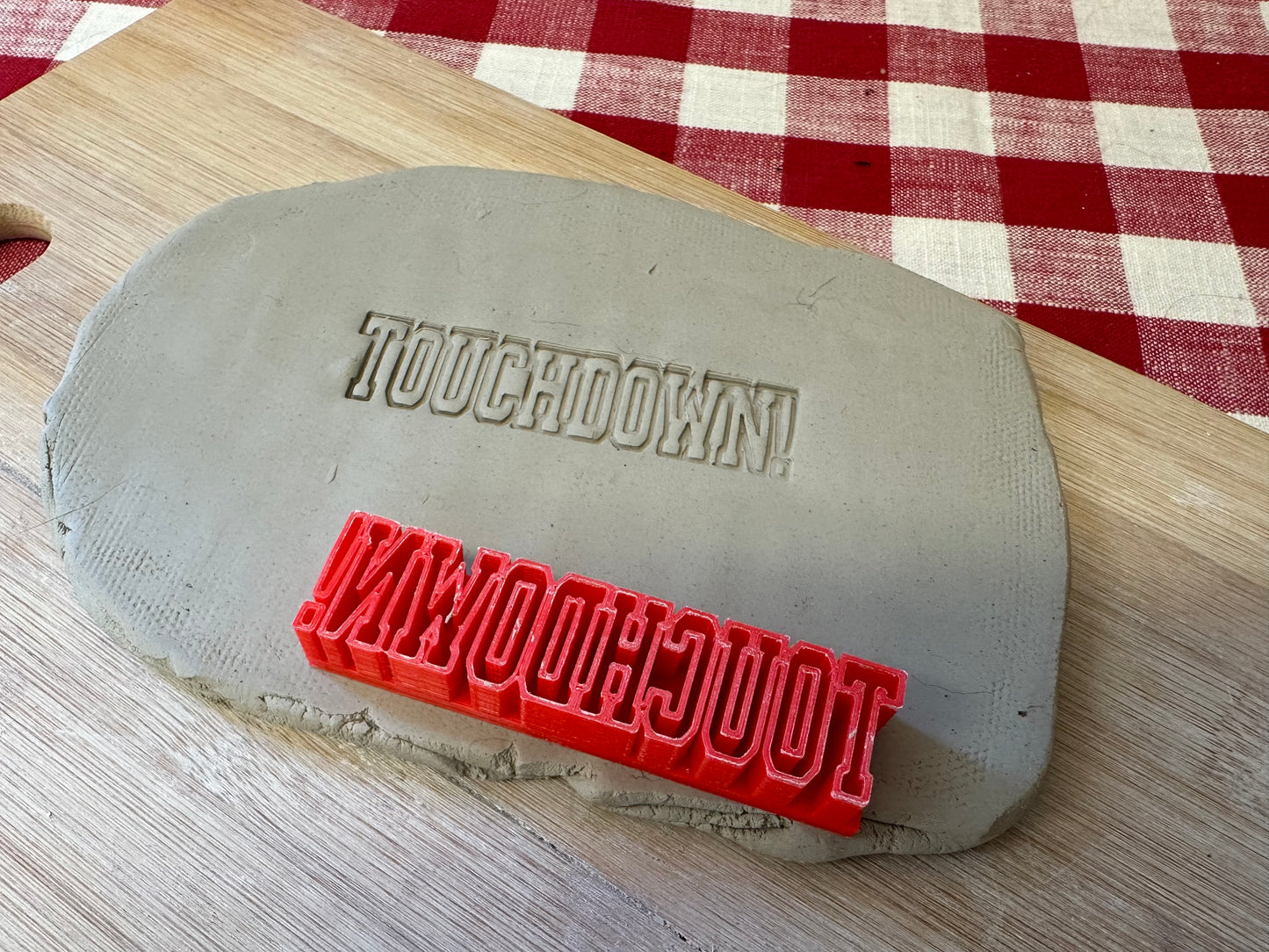 "Touchdown" word stamp - plastic 3D printed, multiple sizes available