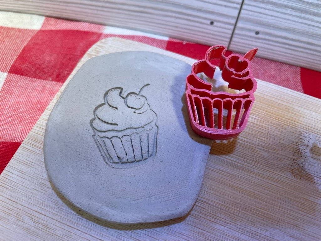 Cupcake Pottery Stamp - December 2023 mystery box, plastic 3D printed, multiple sizes