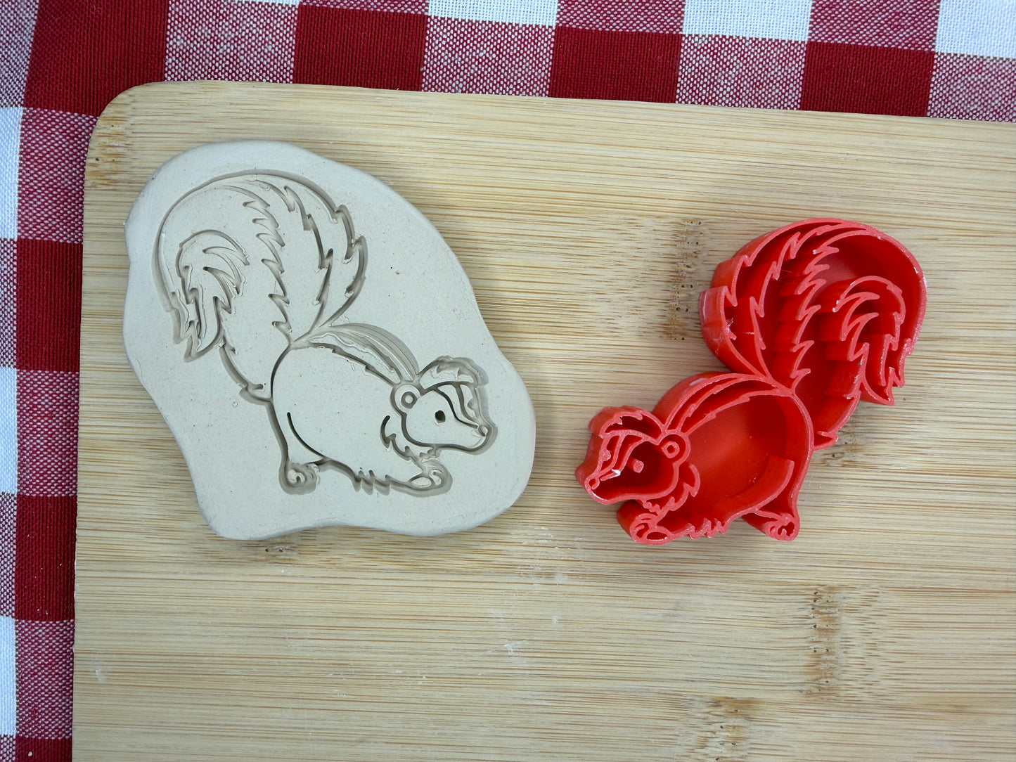 Skunk Pottery Stamp with optional cookie cutter - May 2026 - Animals That I Haven't Yet Made Themed Mystery Box, multiple sizes available