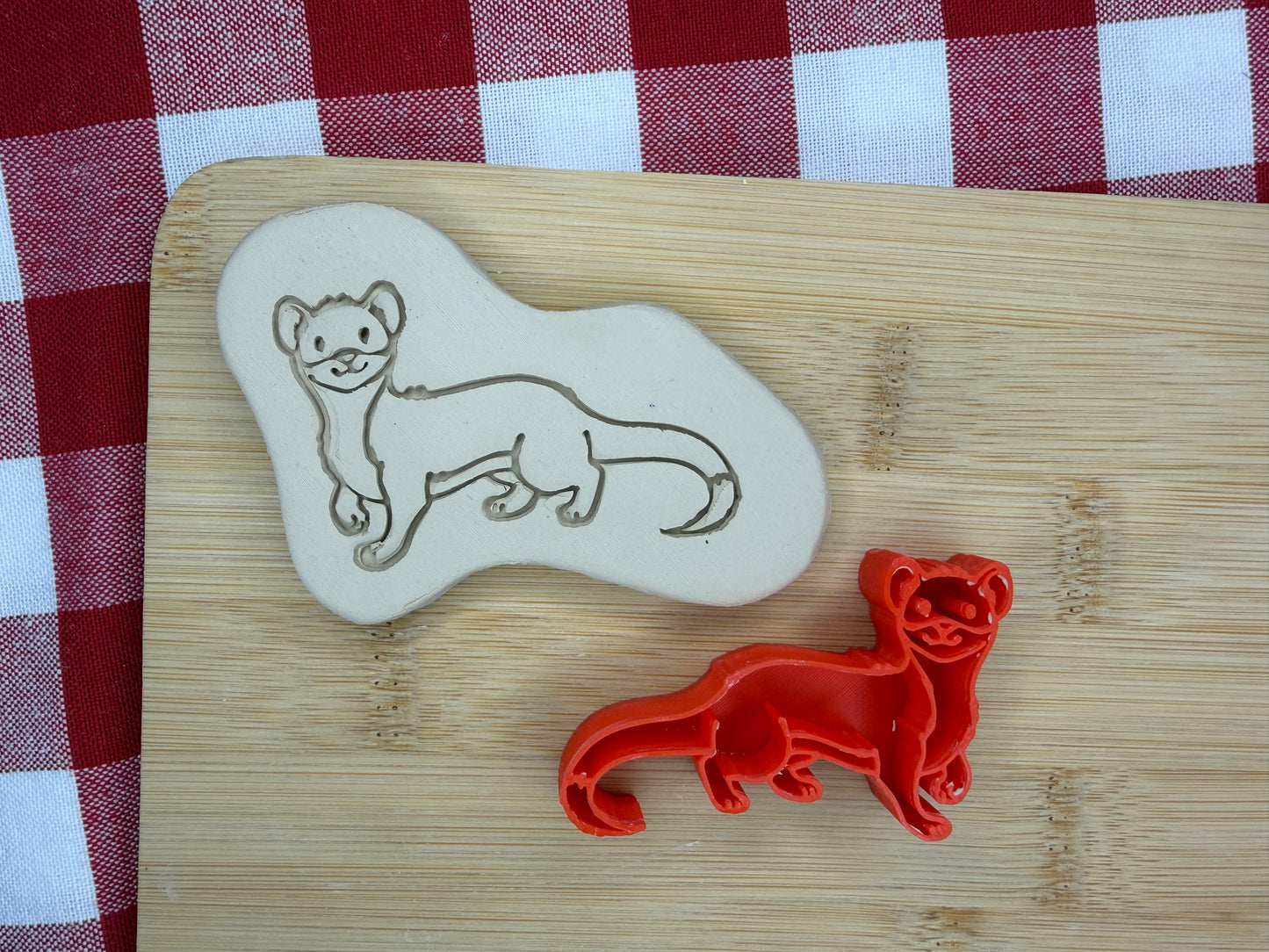 Weasel Pottery Stamp with optional cookie cutter - May 2026 - Animals That I Haven't Yet Made Themed Mystery Box, multiple sizes available