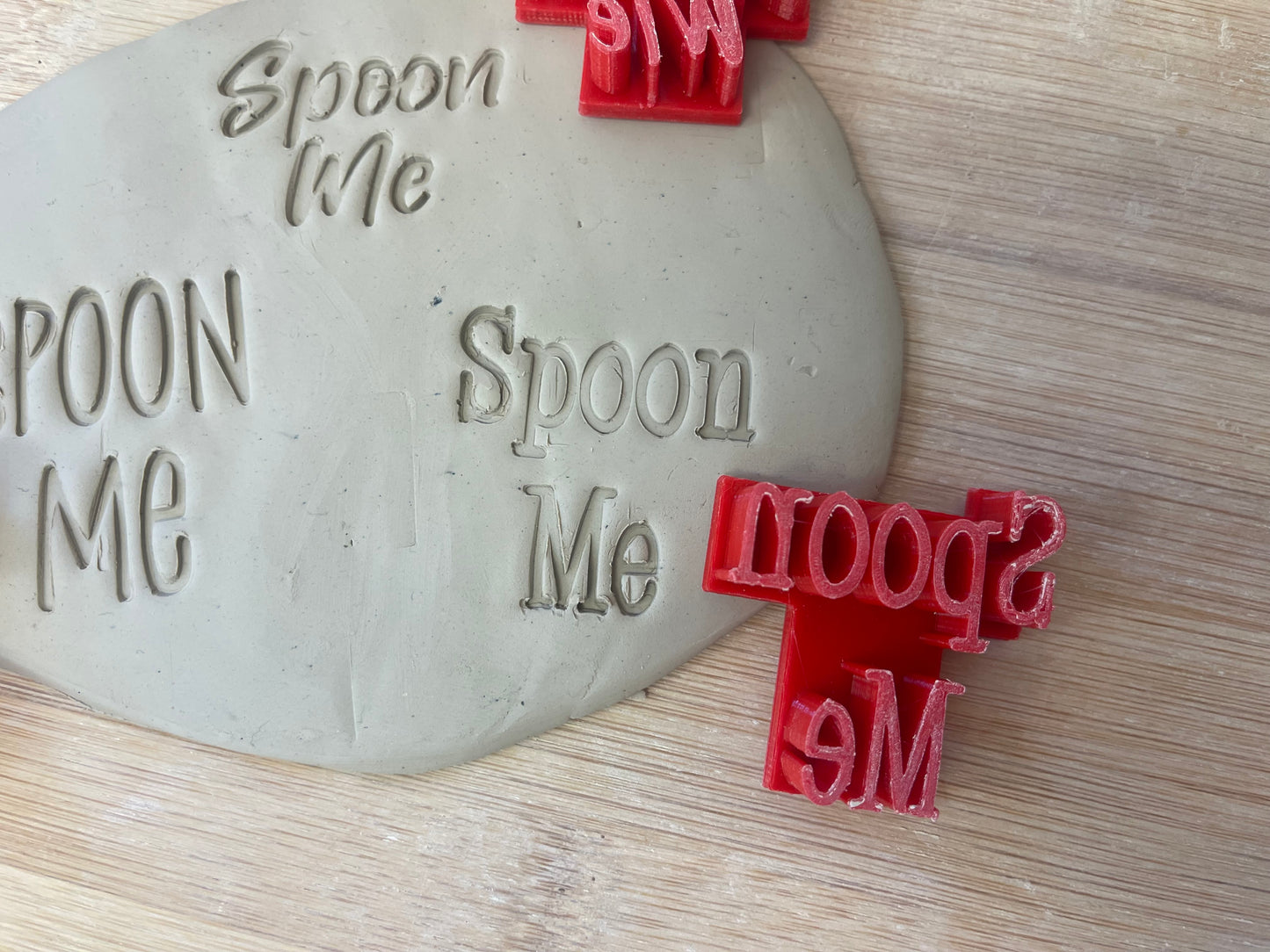 "Spoon Me" word stamp - for Spoon rest, plastic 3D printed, multiple sizes