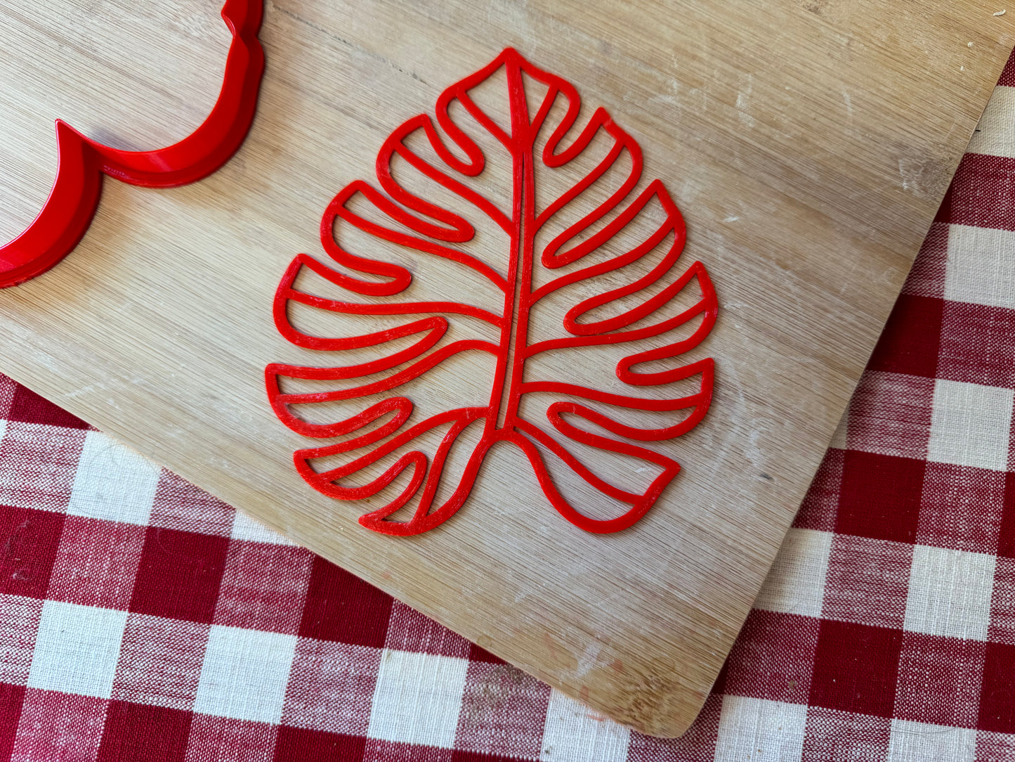 Monstera Design, Pottery Stamp or Stencil w/ optional cutter - plastic 3d printed, multiple sizes available