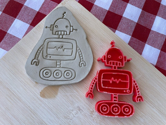 Robot stamp, from the April 2024 Boys themed mystery box - plastic 3D printed, multiple sizes