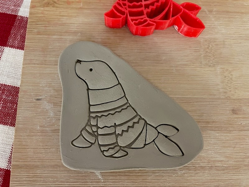 Pottery Stamp, Winter Seal with Sweater - September 2023 mystery box, multiple sizes available