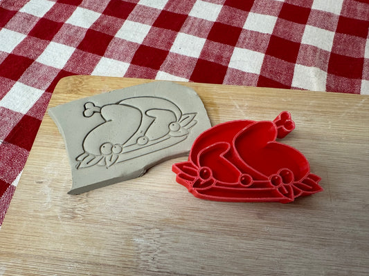 Thanksgiving Stamp Series - Turkey Dinner stamp, plastic 3D printed, multiple sizes