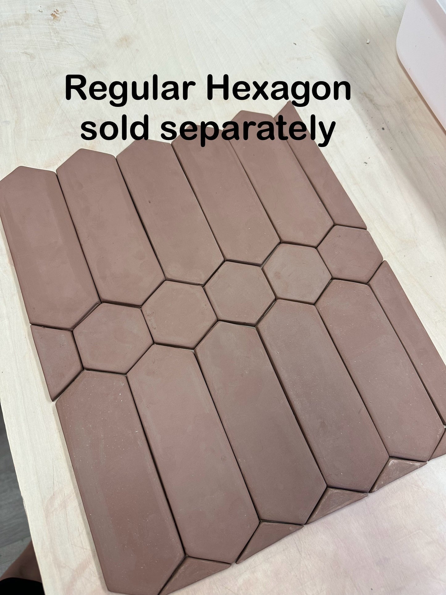 DIY Ceramic Tiles - Elongated Hexagon shape, 2" x 6" fired dimensions, Clay Cutter - plastic 3D printed