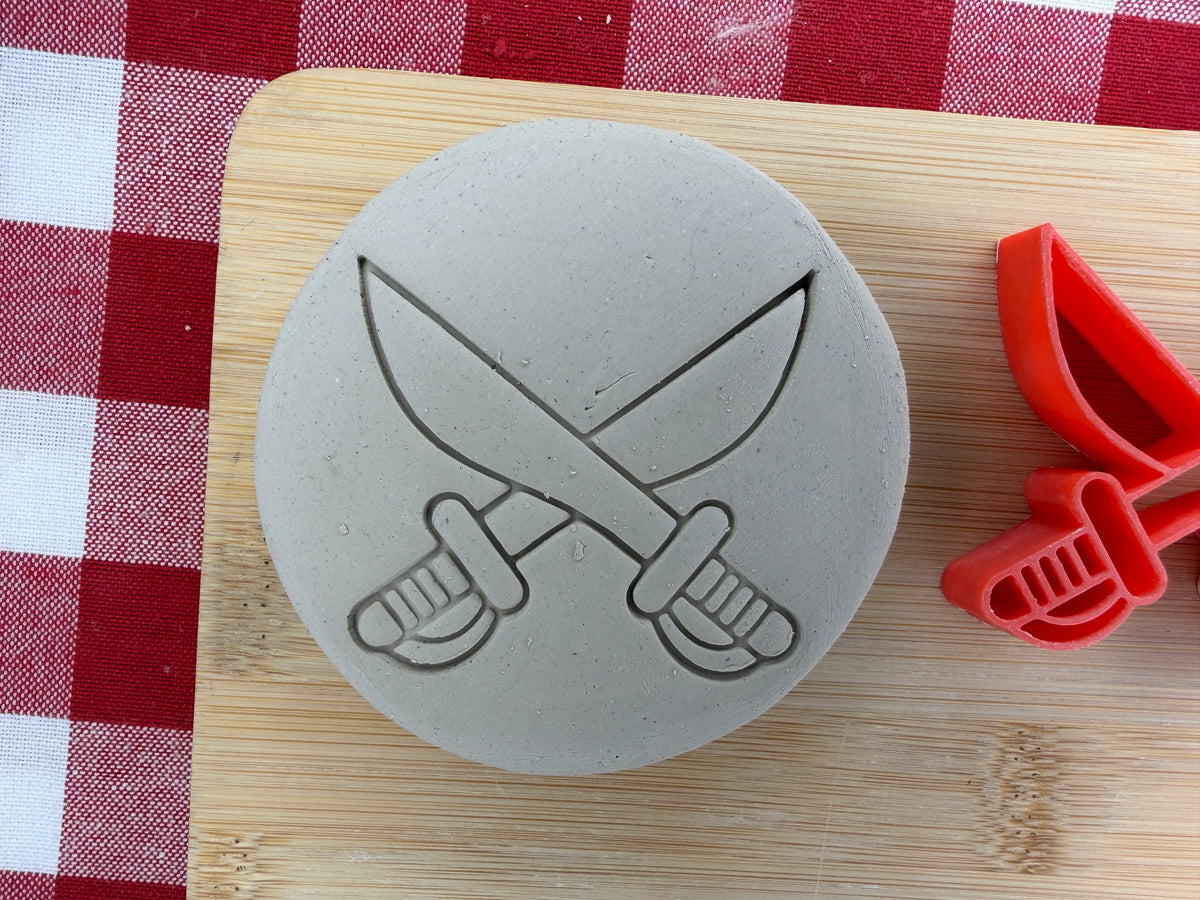 Swords Pottery Stamp - August 2026 - Pirate Themed Mystery Box, multiple sizes available