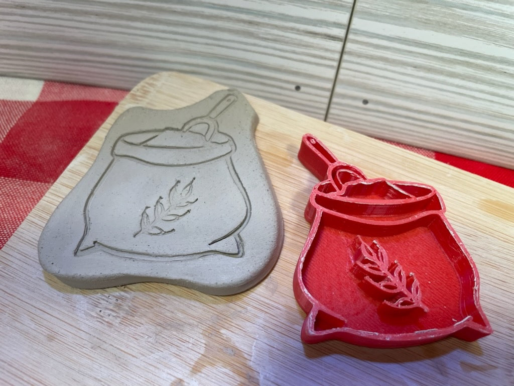 Flour Sack Pottery Stamp - December 2023 Mystery Box, Plastic 3D printed, multiple sizes available