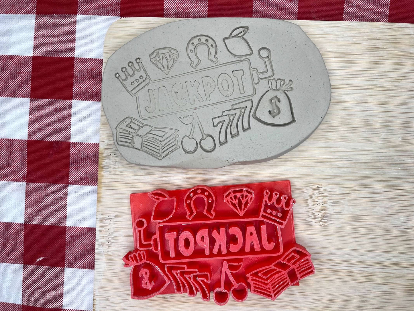 "Jackpot" word stamp - September 2024 mystery box, plastic 3D printed, multiple sized available