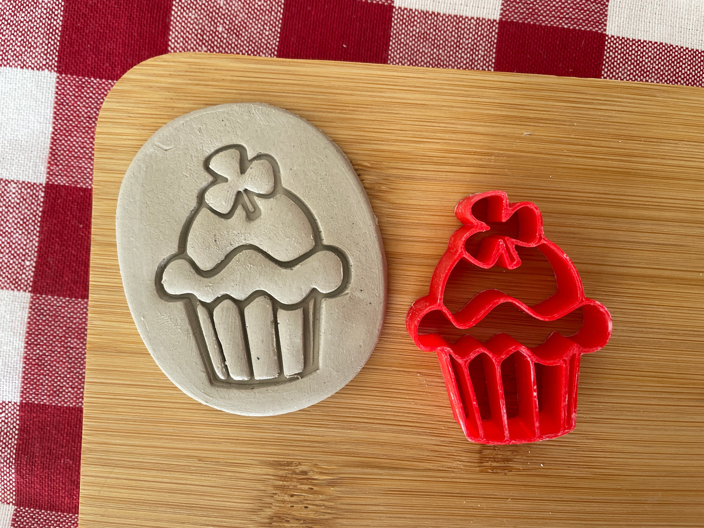 Shamrock Cupcake Pottery Stamp - January 2026 - Irish Themed Mystery Box, multiple sizes available