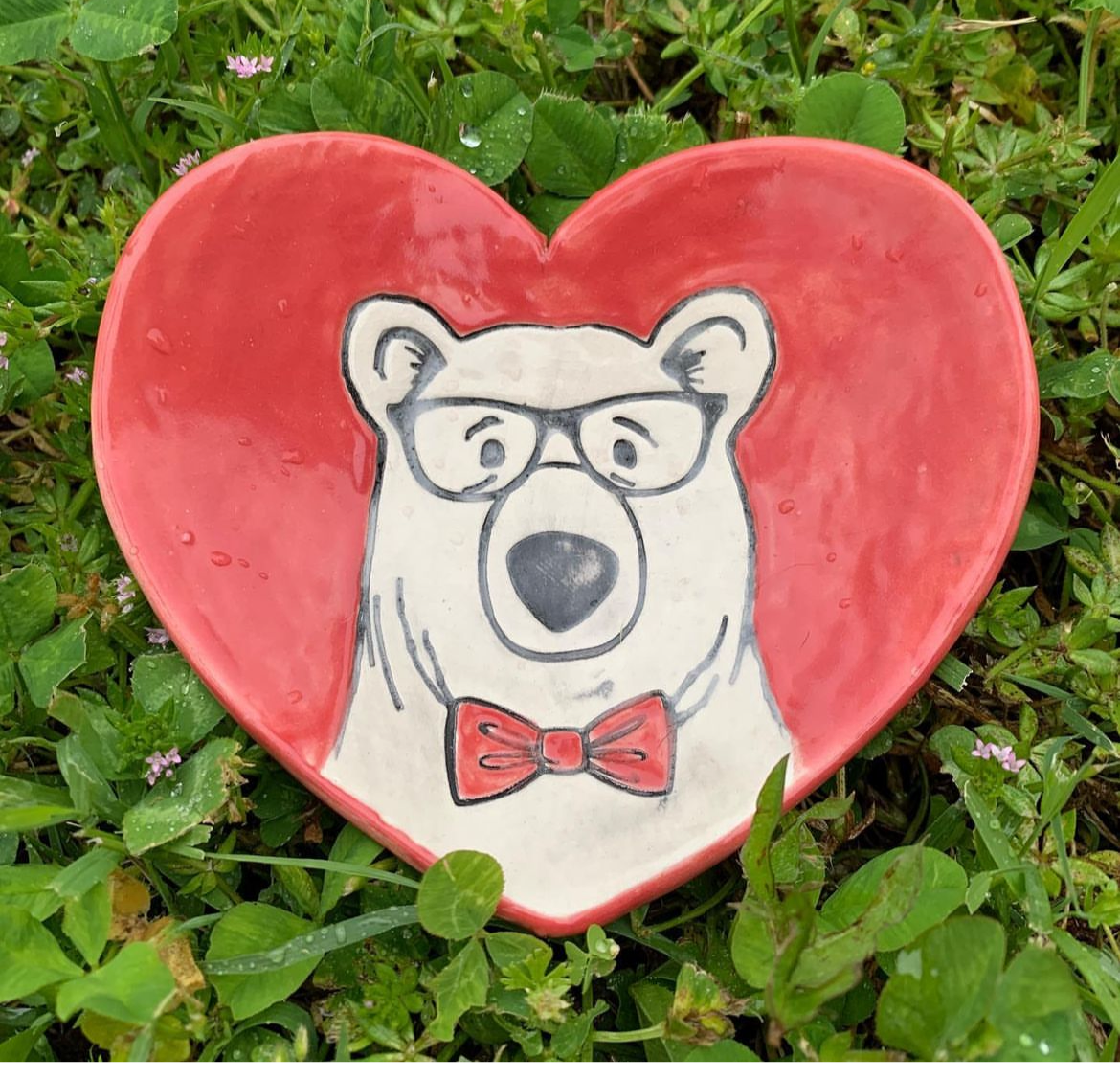 Bear Face w/ glasses or floral wreath pottery stamp - plastic 3d printed, multiple sizes