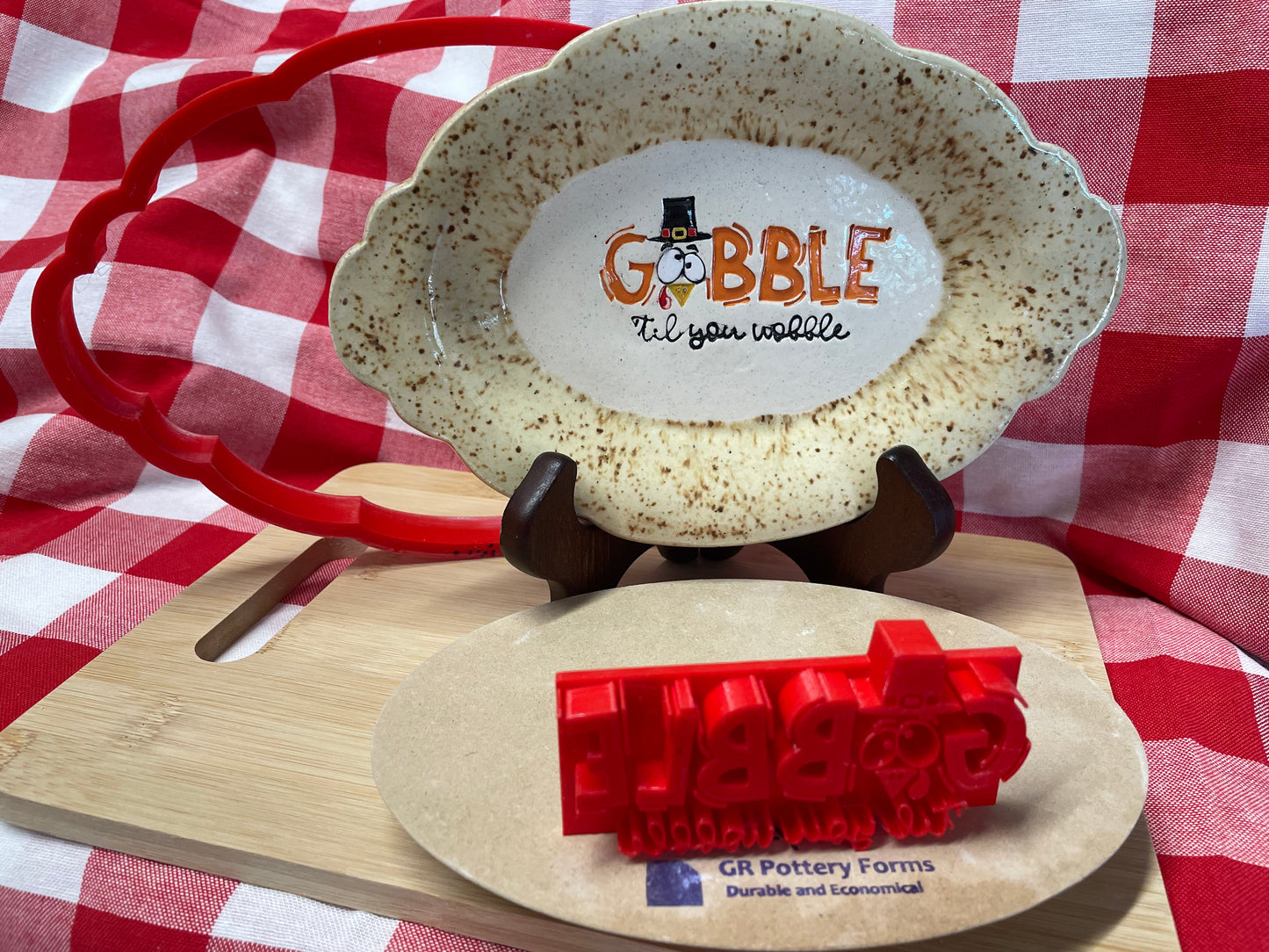 "Gobble 'til You Wobble" word stamp - plastic 3D printed, multiple sizes available