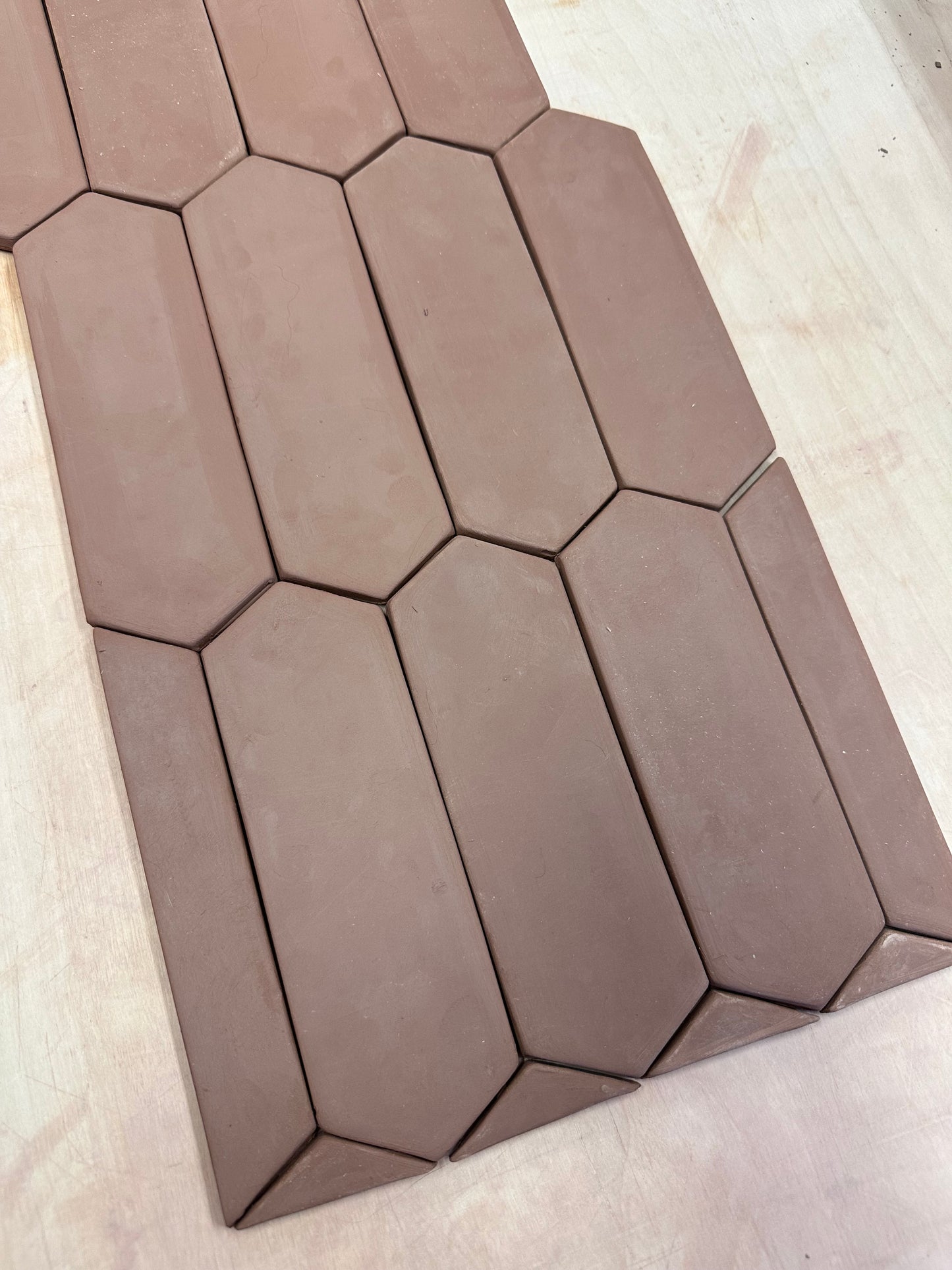 DIY Ceramic Tiles - Elongated Hexagon shape, 2" x 6" fired dimensions, Clay Cutter - plastic 3D printed