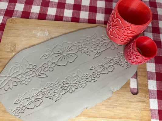 NEW size added - Flower Pottery Roller, Border Stamp - Repeating pattern, Plastic 3d printed
