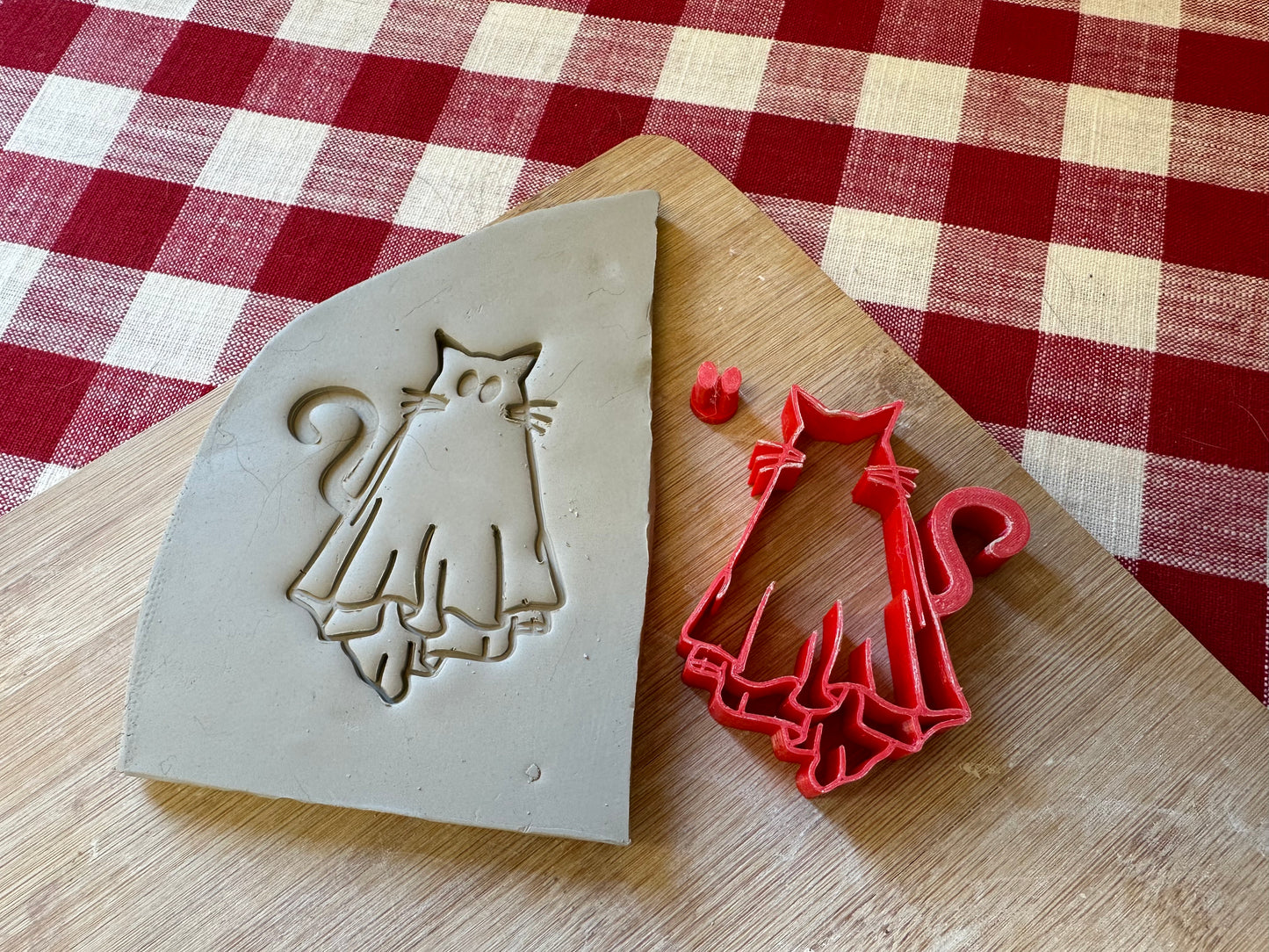 Halloween Cat dressed as Ghost stamp - plastic 3D printed, multiple sizes