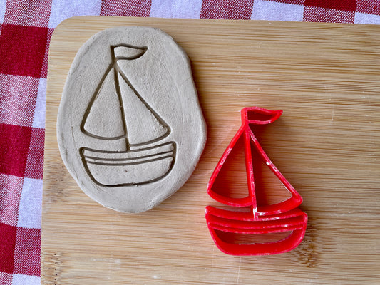 Sailboat Pottery Stamp - April 2026 - Beach Themed Mystery Box, multiple sizes available