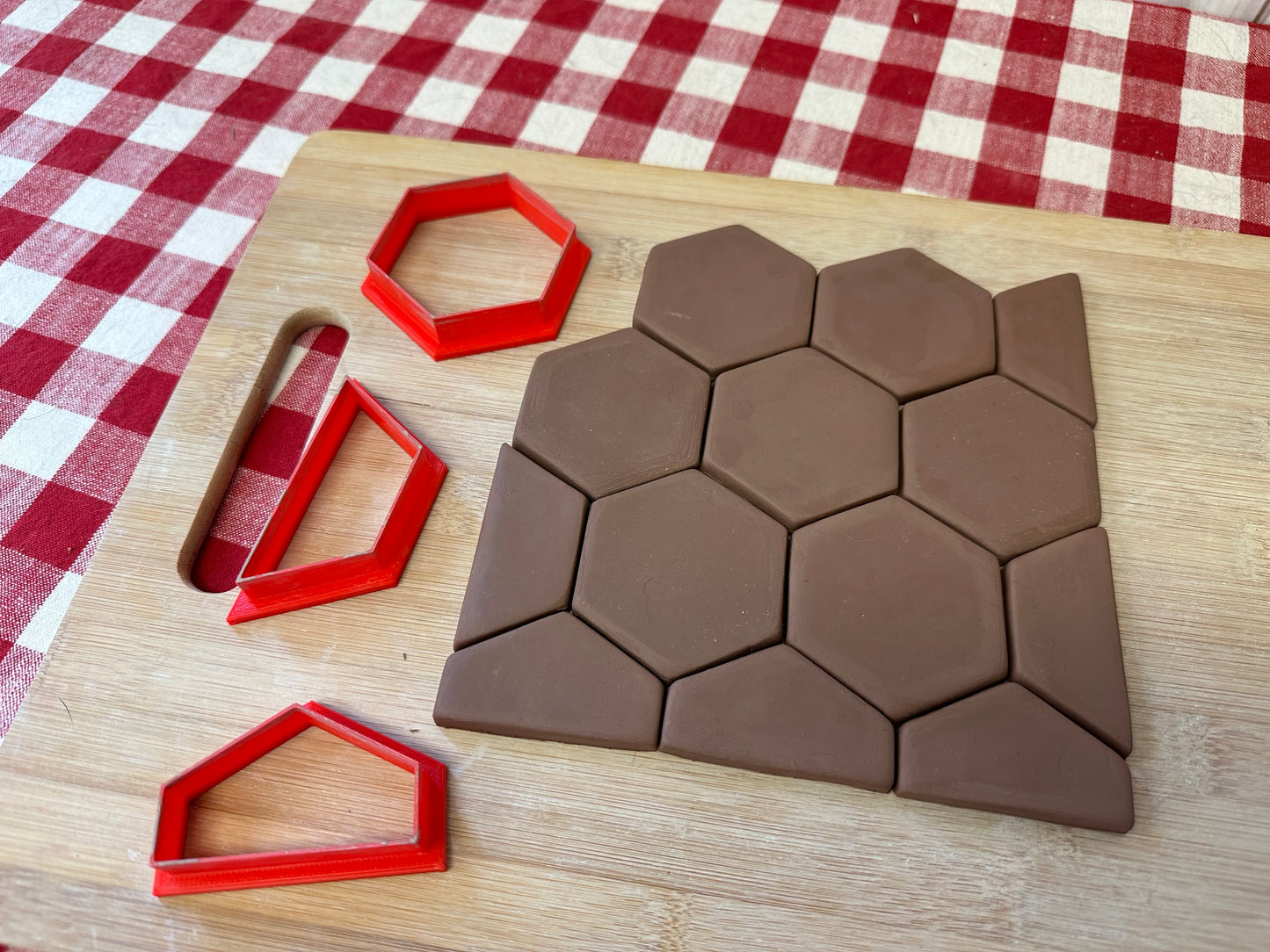 DIY Ceramic Tiles - Plain Hexagon, Clay Cutter - plastic 3D printed, multiple sizes