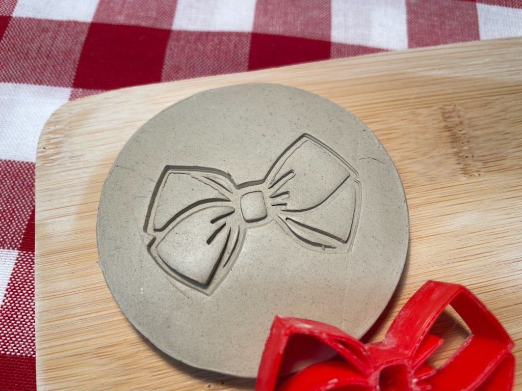 Bow pottery stamp, from the May 2024 Girls Themed mystery box - multiple sizes available, 3D printed