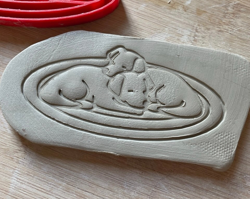 Pottery Stamp, Puppies on a Rug - multiple sizes available