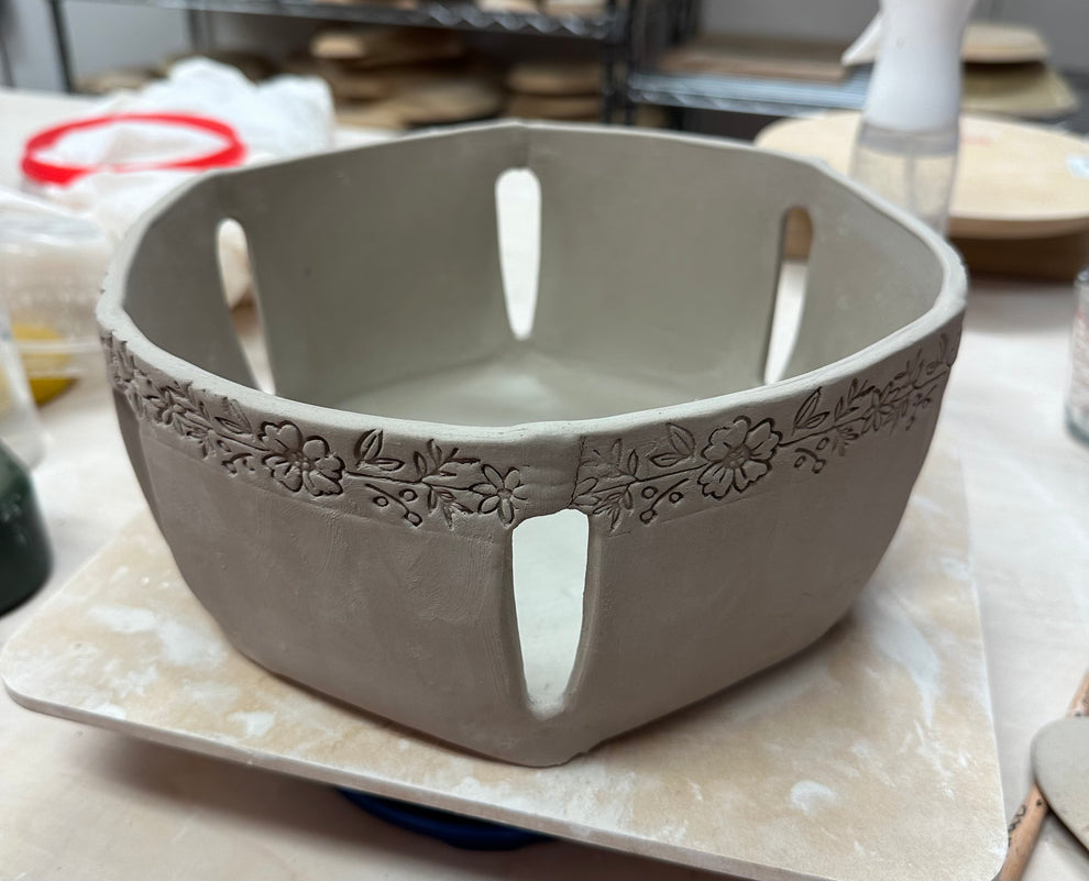 Fruit or Bread Bushel Basket Template Clay Cutter, Hexagon Plastic 3