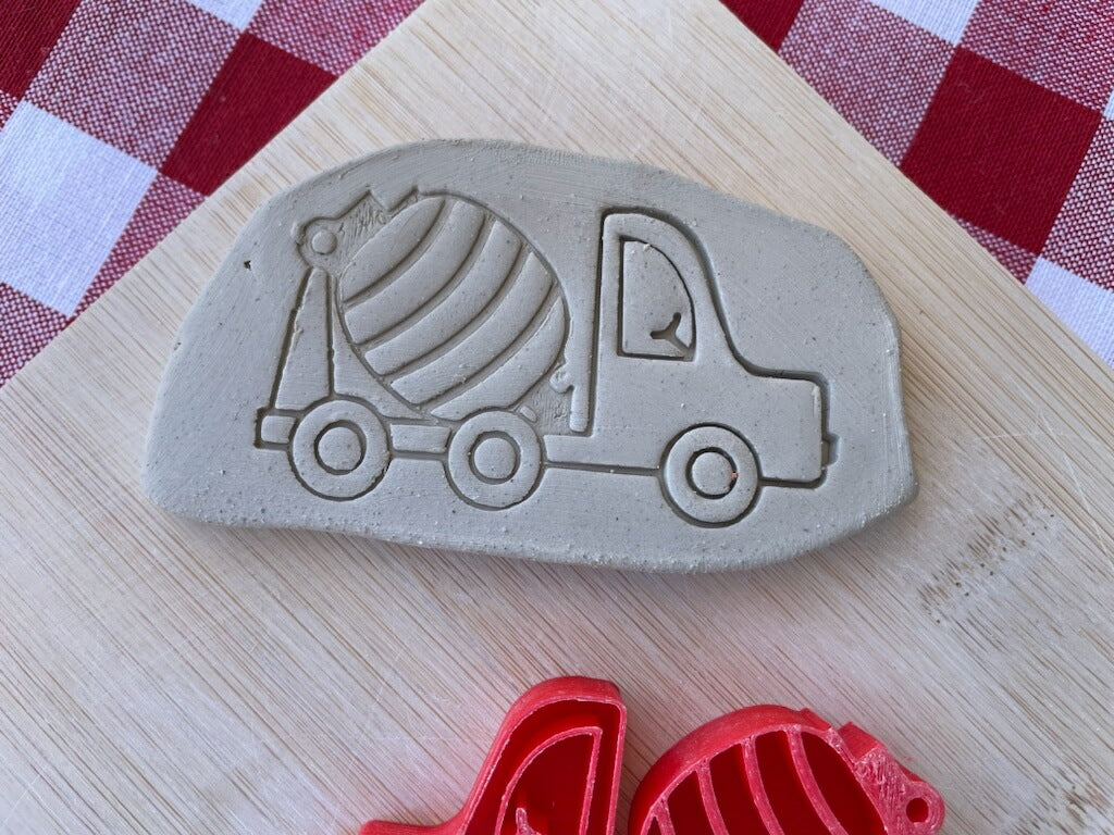 Concrete mixing truck pottery stamp, from the April 2024 Boys themed mystery box - multiple sizes available, 3D printed