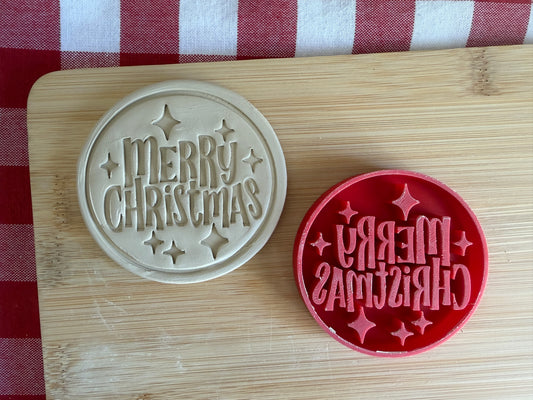 "Merry Christmas" - Round Word Pottery Stamp - July 2026 - Vintage Christmas Themed Mystery Box, multiple sizes available