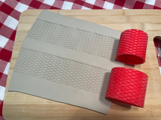 Knurl Pottery Roller - Border Stamp, Diamond design, Repeating pattern, 2 sizes, Plastic 3d printed