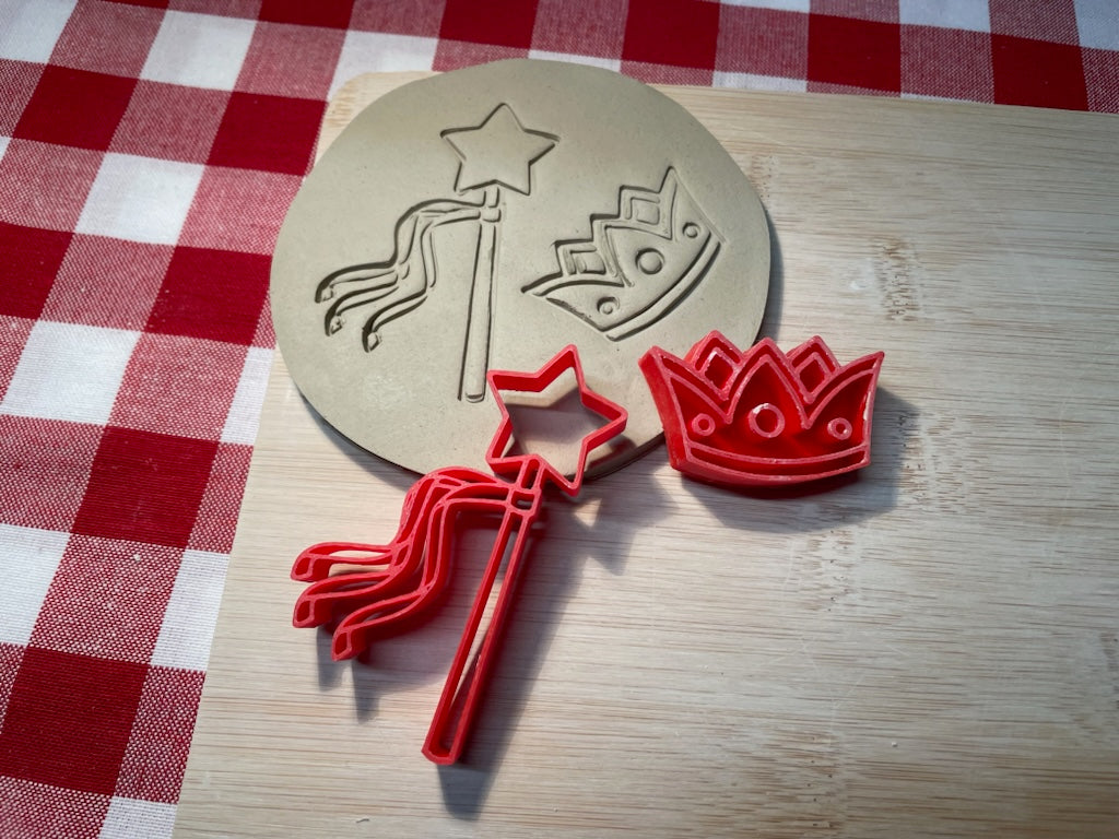 Princes Crown and Wand Pottery stamp, sold as set or each - May 2024 Mystery Box, plastic 3D printed