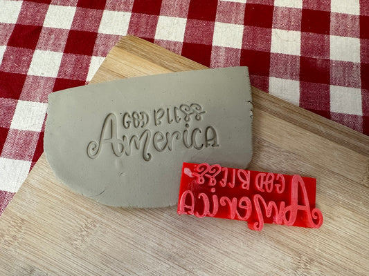 "God Bless America"  Word Stamp - Plastic 3D printed, multiple sizes available