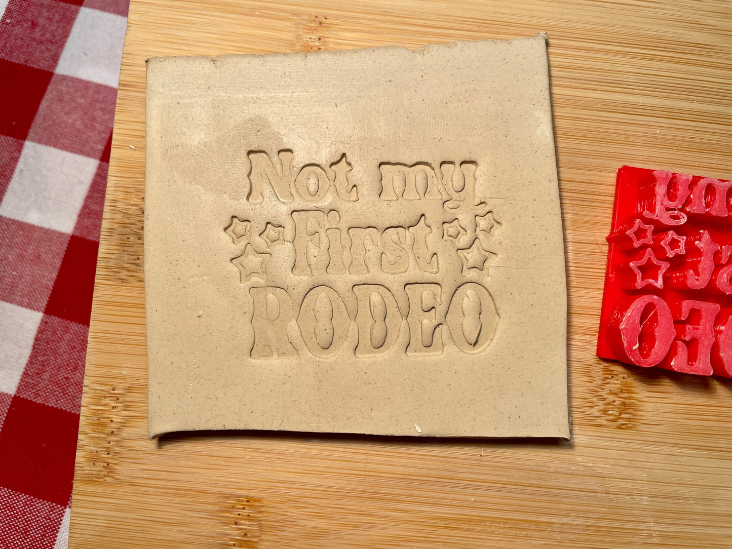 "Not my First RODEO" - Word Pottery Stamp - September 2025 - Country Western Themed Mystery Box, multiple sizes available