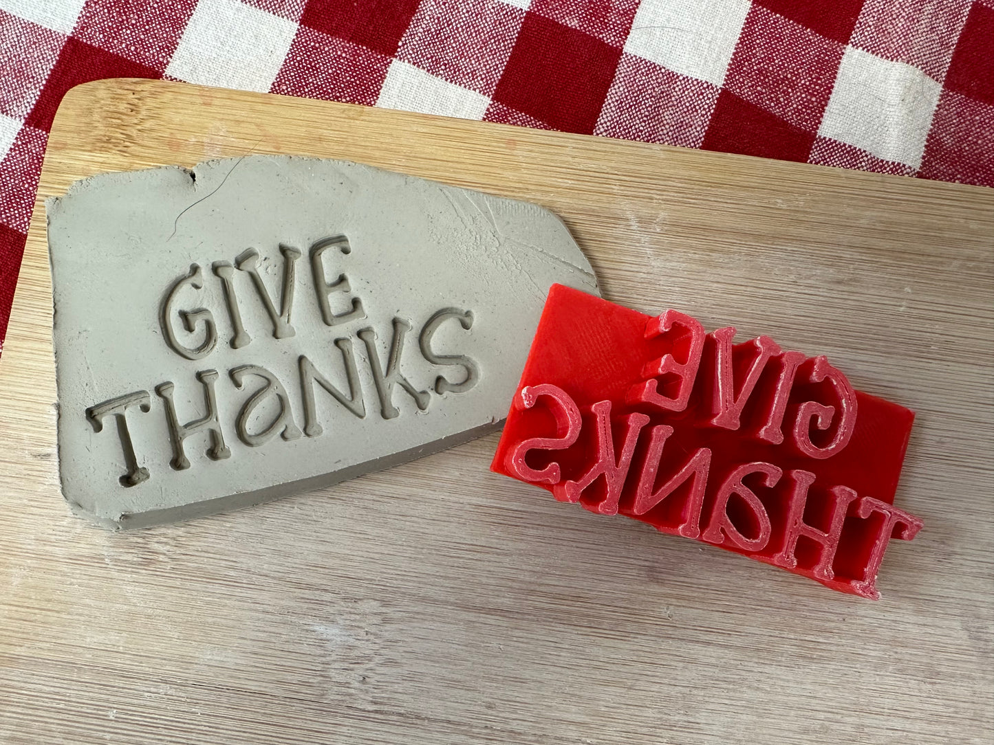 Thanksgiving Stamp Series - "Give Thanks" word stamp, plastic 3D printed, multiple sizes