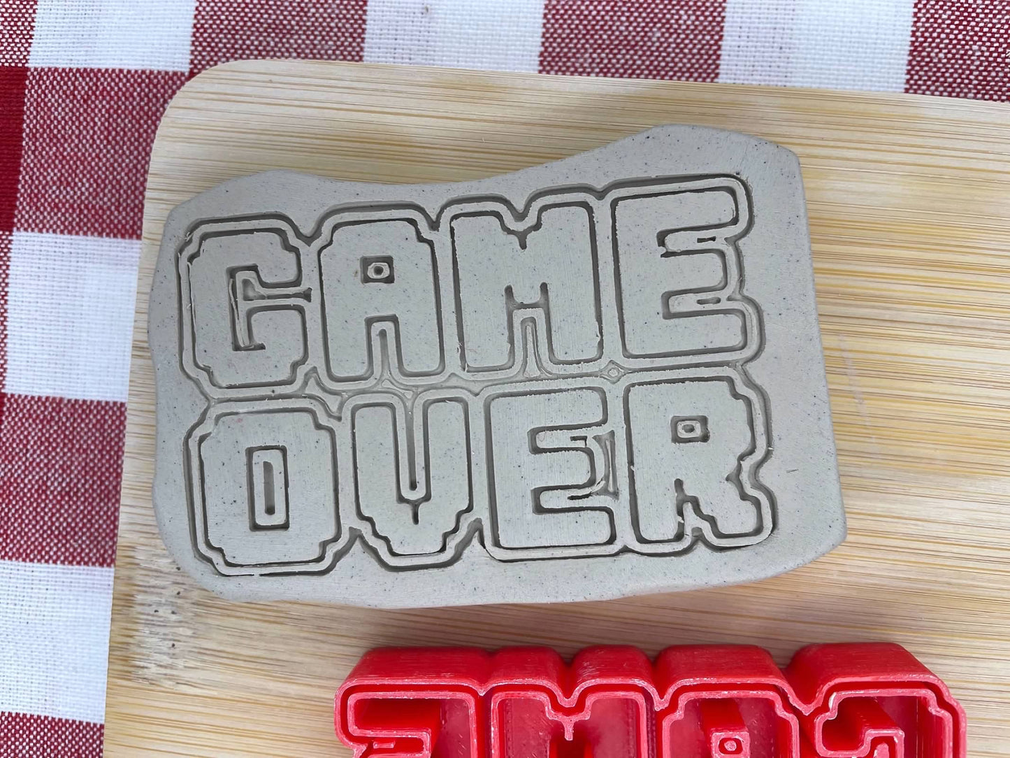 "Game Over" word stamp - September 2024 mystery box, plastic 3D printed, multiple sized available